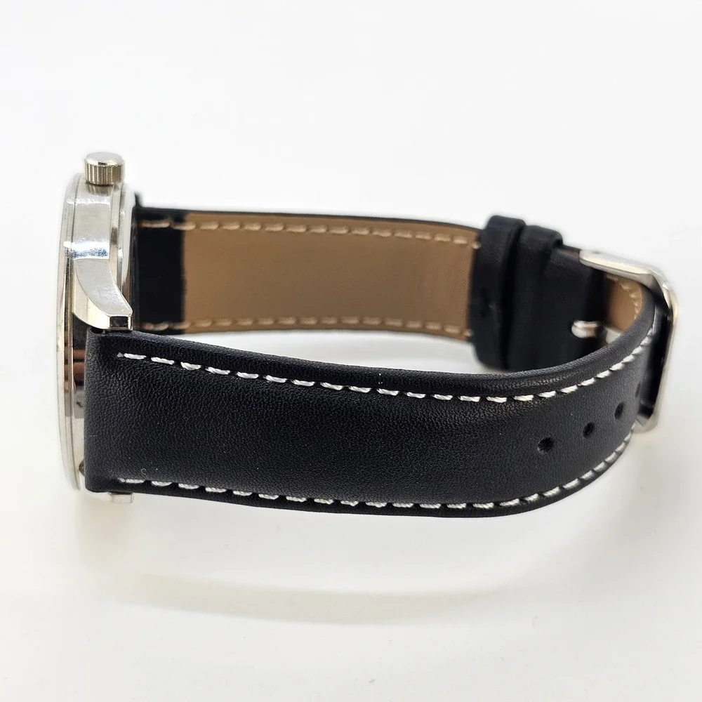 Sutton Field Men's Watch 41MM Yellow Dial NEW Black Leather Bands NEW Battery